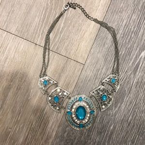 Turquoise and silver necklace
